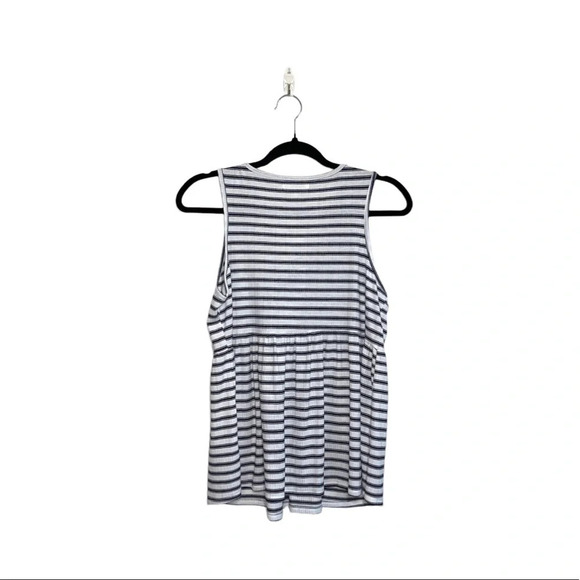 Maurices NWT White & Navy Blue Striped Lace-up Babydoll Tank Top Medium Women’s - Picture 7 of 12